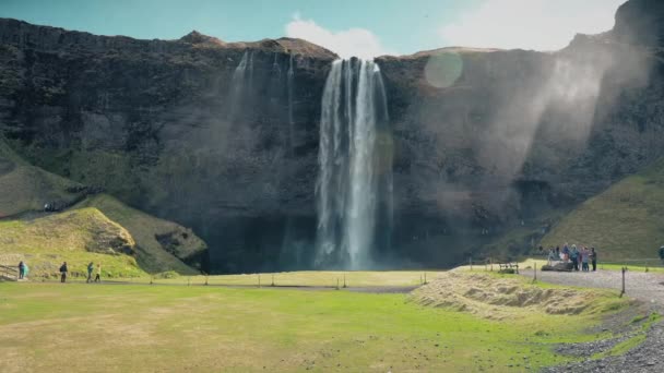 Seljalandsfoss vattenfall på Island — Stockvideo