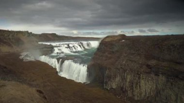 Wide view of Gullfoss waterfall in Iceland