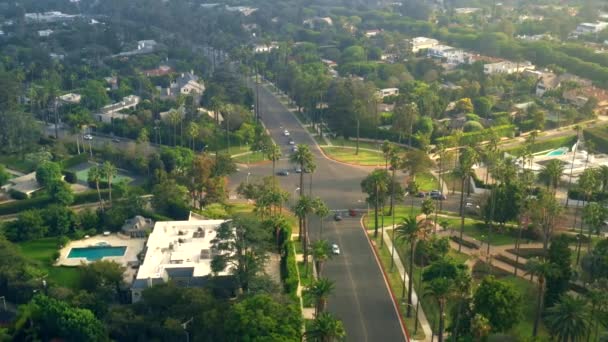 Persimpangan Beverly Hills Tampilan Lebar — Stok Video