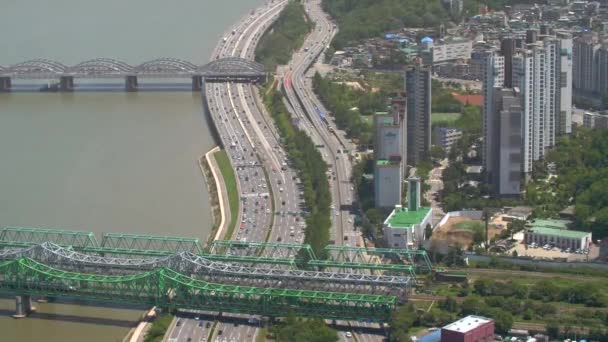 Mirando hacia abajo en la autopista de Seúl — Vídeo de stock