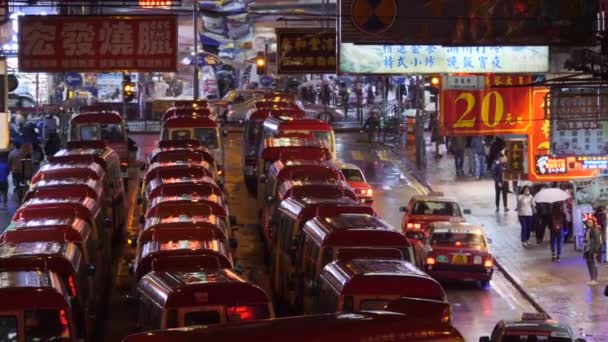 Mermelada de tráfico de minibuses en Hong Kong — Vídeo de stock