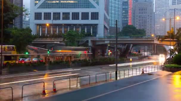 Tráfico Nocturno Hong Kong Intermitente — Vídeo de stock