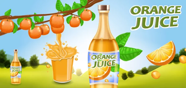 Sumo natural de laranja — Vetor de Stock