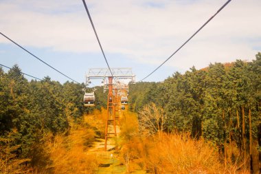 Owakudani, Hakone'deki Ropeway'in yakın çekimi. Japonya