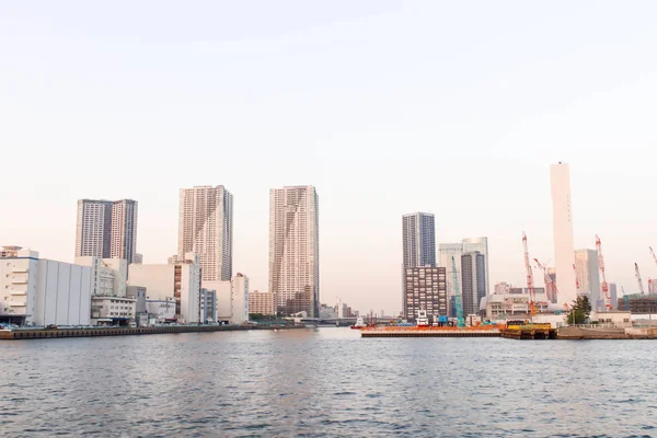 東京の隅田川の眺めと船の閉鎖 — ストック写真