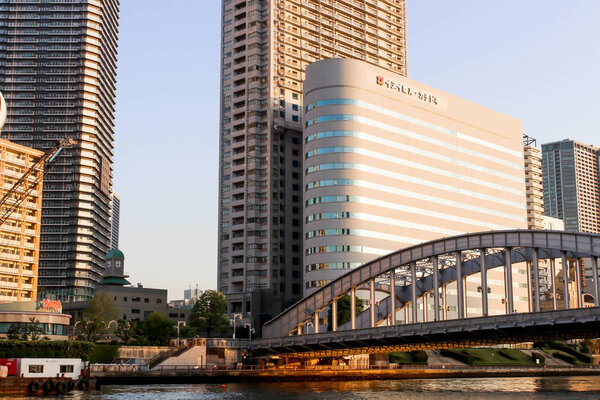 JAPAN - April 21th 2018 View and bridge at sumida river viewpoint,Japan