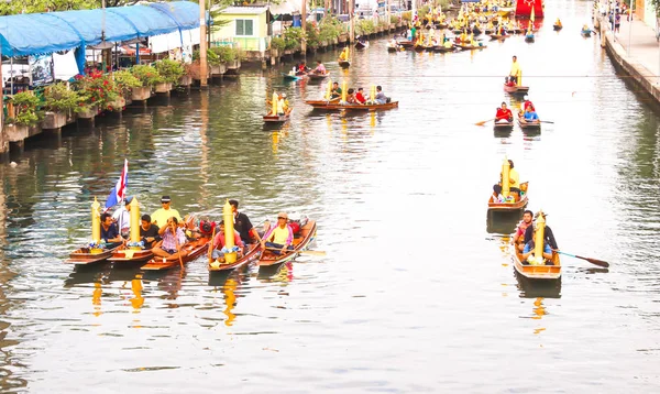 Samutsakorn Thailand Juli 2018 Buddhister Gör Ljusfestival Parad Med Båt — Stockfoto
