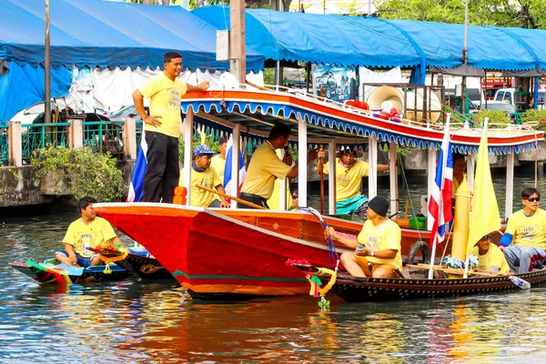 Samutsakorn Thailand July Big Boat Parades Traditional Candles Temple Katumban — Stock Photo, Image