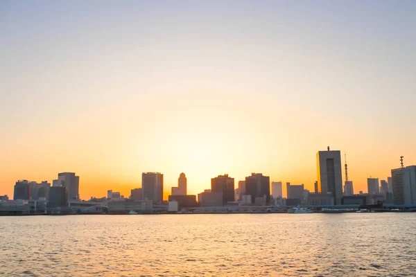 Προβολή Του Ηλιοβασιλέματος Άποψη Του Ποταμού Sumida Για Δείτε Βάρκες — Φωτογραφία Αρχείου