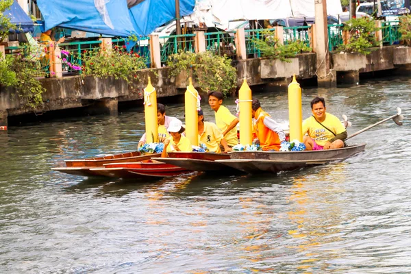 Samutsakorn Thailand July Four Boat Parade Boat Traditional Candles Temple — Stock Photo, Image