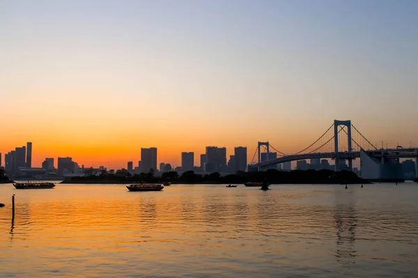 Vista Del Atardecer Tres Barcos Puente Del Arco Iris Mirador — Foto de Stock