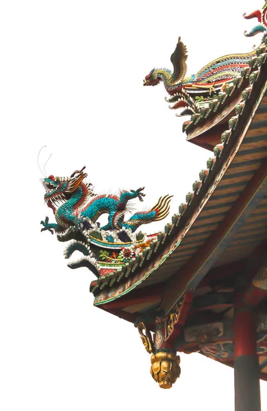 Крупный План Дракона Крыше Храма Луншань Тайбэе Тайвань — стоковое фото