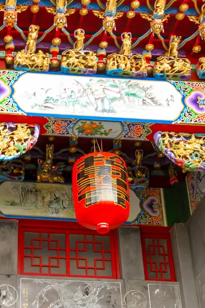 Closeup Red Lantern Wenwu Temple Front Sun Moon Lake Taiwan — Stock Photo, Image