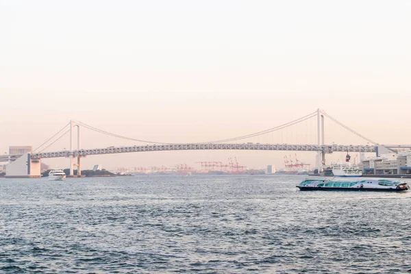 Singola Grande Barca Ponte Arcobaleno Punto Vista Del Fiume Sumida — Foto Stock