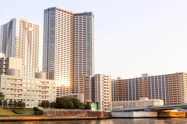 Пейзажи Смотровой Площадке Реки Сумида Увидеть Лодки Токио — стоковое фото