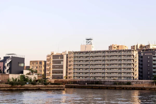 Vista Paisagem Urbana Ponto Vista Rio Sumida Japão — Fotografia de Stock