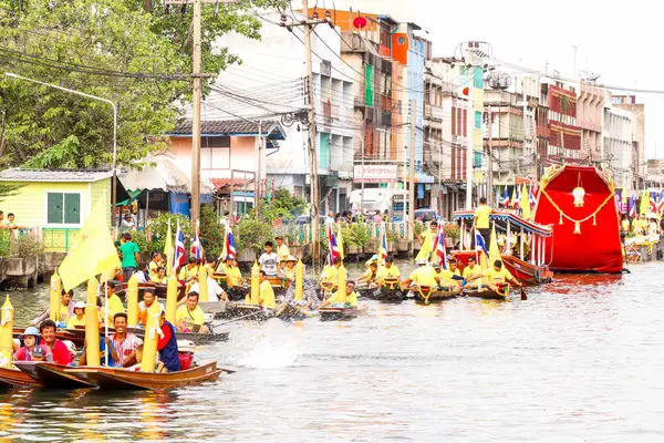 Samutsakorn Thailand July Parading Boat Traditional Candles Katumban Samutsakorn Thailand — Stock Photo, Image