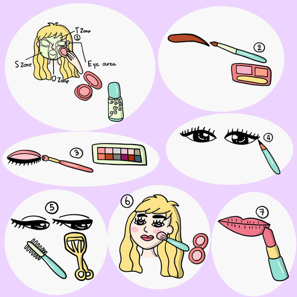 Vector of set step of makeup illustration