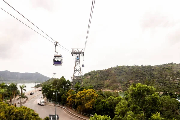 Closeup of cablecar way to Nongping village ,Hongkong — Stock Photo, Image
