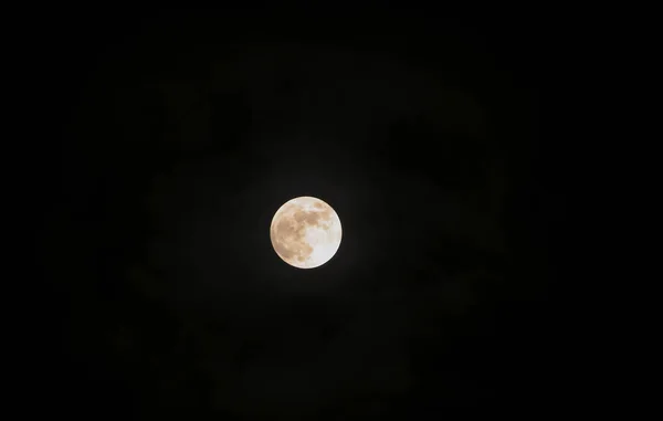 Beautiful Full moon shining and dark night sky — Stock Photo, Image
