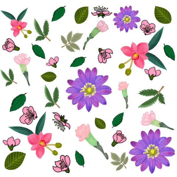 Ręczne Rysowanie Kilku Wzór Kwiat Ilustracji — Zdjęcie stockowe