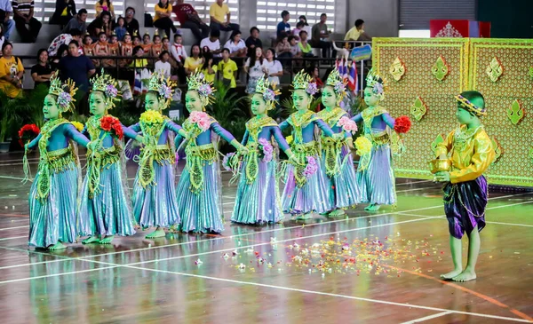 Tailândia Tailândia Junho 2019 Grupos Criança Dança Tailandesa Junho 2019 — Fotografia de Stock