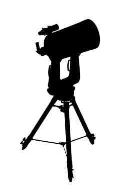 uzun menzil teleskop üzerinde beyaz backgrouns izole bir tripod üzerinde