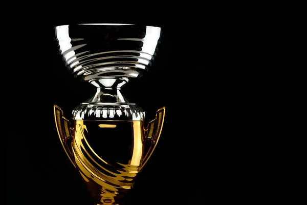 Golden Silvered Shiny Trophy Black Background — Stock Photo, Image