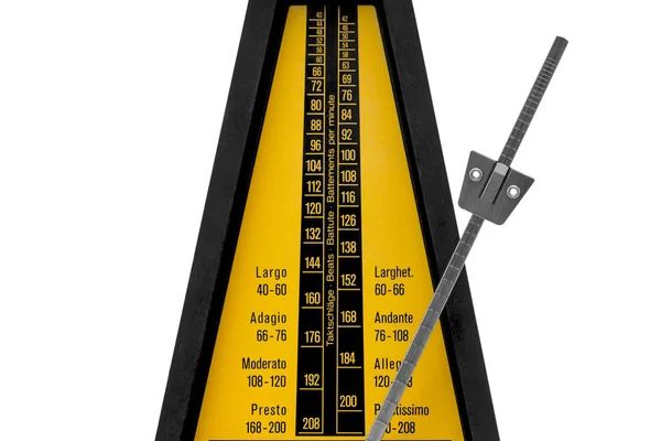 Mechanical Brown Antique Metronome White Background — Stock Photo, Image