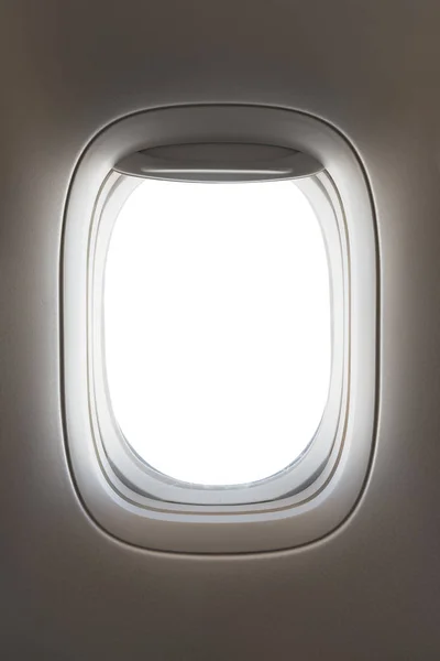 Mirando Través Una Gran Ventana Avión Pasajeros Espacio Blanco —  Fotos de Stock