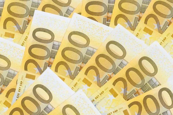 Many Two Hundreds Eurosbanknotes — Stock Photo, Image