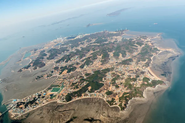 Vista Aérea Isla Yeongheung Mar Amarillo Dentro Las Fronteras Municipales —  Fotos de Stock