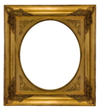 beyaz backround izole oval copyspace ile antika altın dokulu başyapıt çerçeve