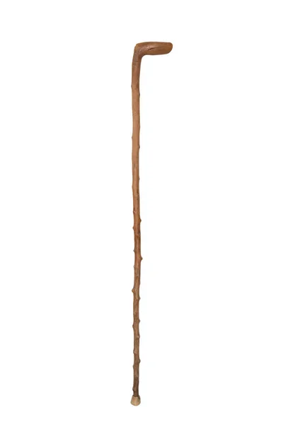 Old Original Wooden Steel Walking Stick White Background — Stock Photo, Image