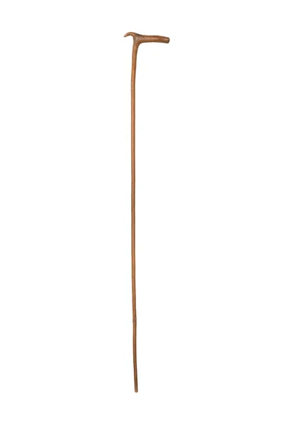 Old Original Wooden Steel Walking Stick White Background — Stock Photo, Image