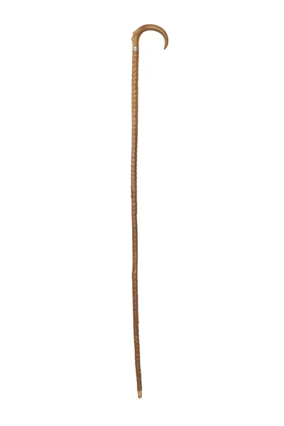 Old Original Wooden Steel Walking Stick White Background — Stock Photo, Image