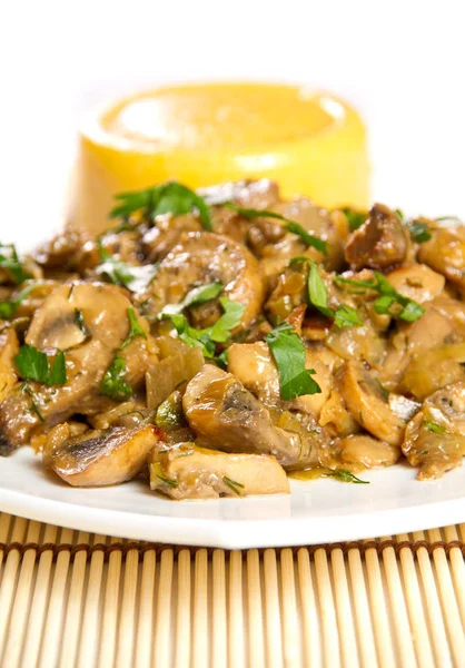 Stufato Funghi Con Prezzemolo Polenta — Foto Stock