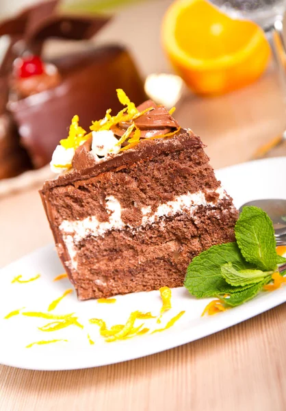 Chocolate Cake Met Oranje Zest — Stockfoto