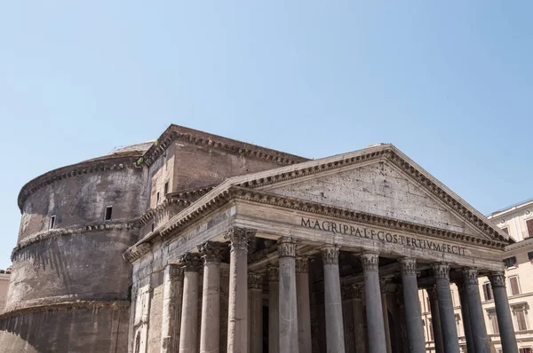 Tájkép Kilátás Homlokzatára Agrippa Pantheon Kupola Egy Napsütéses Nyári Napon — Stock Fotó