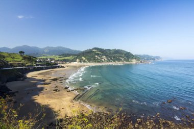 Mutriku Beach, Guipzcoa, Bask Ülkesi görünümü