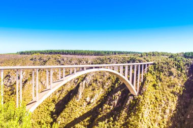 Bloukrans bunjee jumping bridge is an arch bridge located near Nature's Valley and Knysna in Garden route in western cape Africa clipart