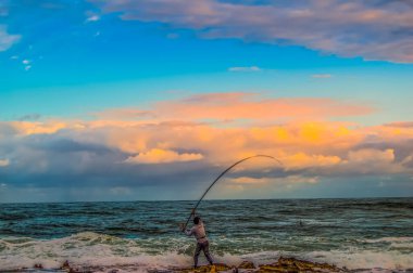 Kuzey Durban, KZN Güney Afrika 'da resim ve kayalık Ballito plaj manzarası