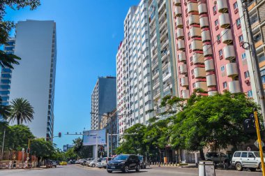 Mozambik Afrika 'da Maputo sokağı ve şehir manzarası