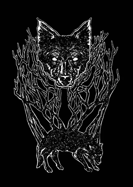 Lobo Nocturno Diseño Arte Ilustración — Foto de Stock