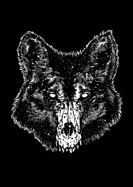 Schedel Wolf Art Design Illustratie — Stockfoto