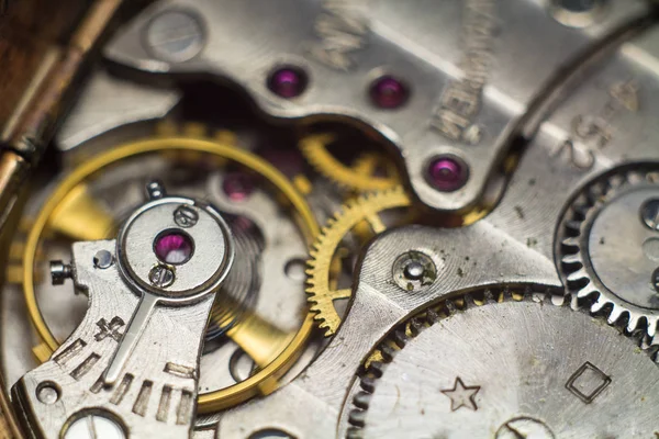 old watch gears very close up