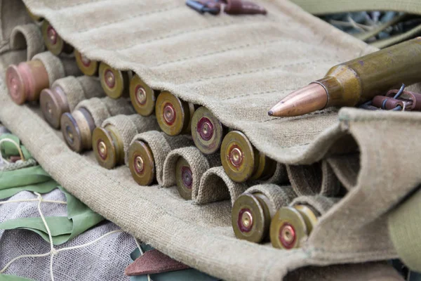Degtyarev tanksavar tüfeği Ptrd-41 için 14,5x114 mm kartuşların topa bindirin, seçici odakla yakın çekim