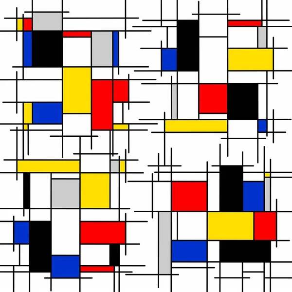 Carrés Rectangles Blancs Bleus Jaunes Noirs Rouges Jaunes — Image vectorielle