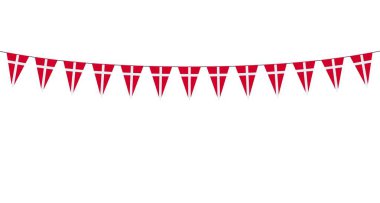 Beyaz arka planda Danimarka flamaları olan çelenkler.