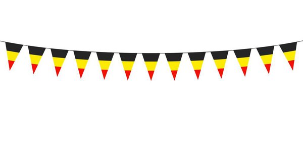 Garland with Belgian pennants on a white background